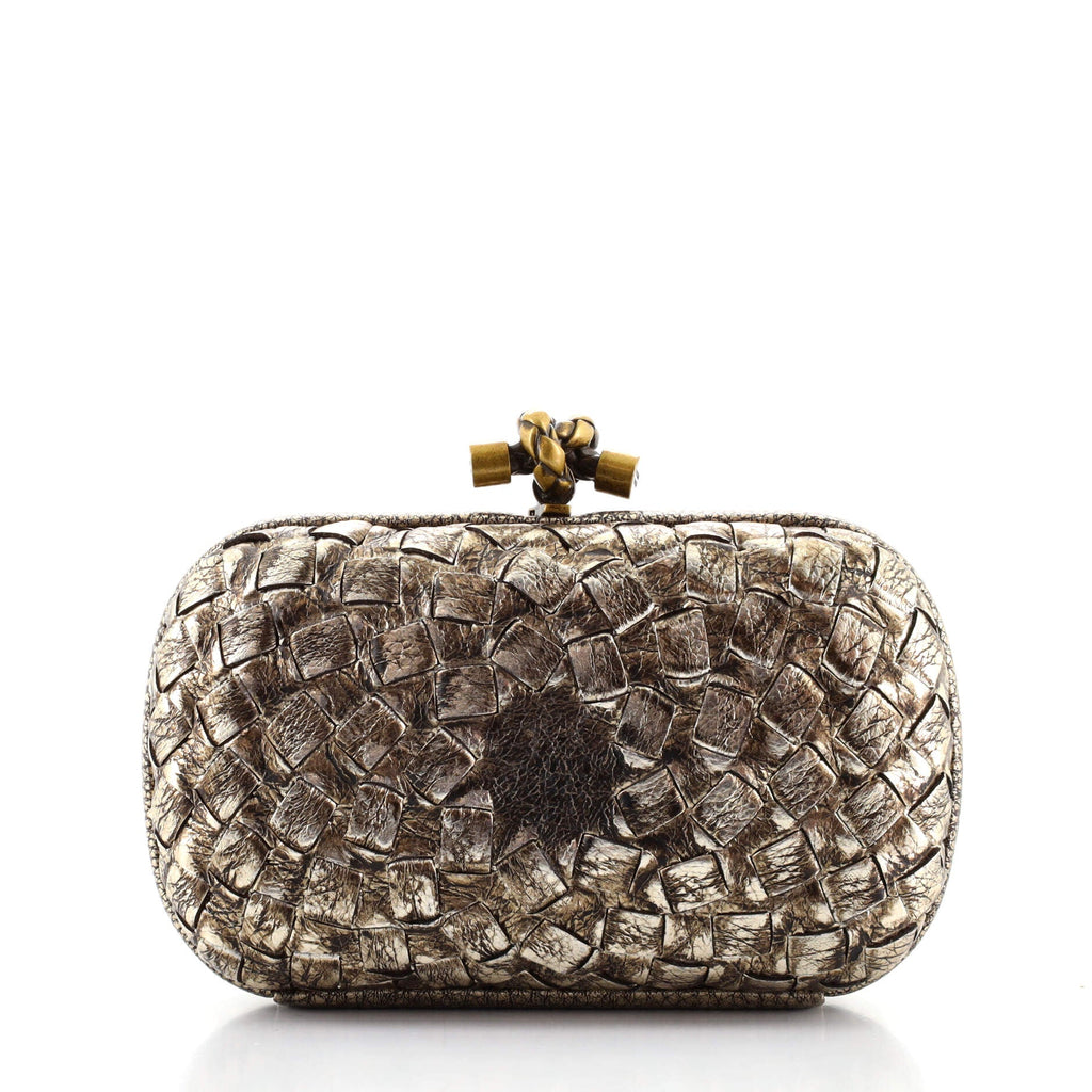 Box Knot Clutch Metallic Intrecciato Nappa
