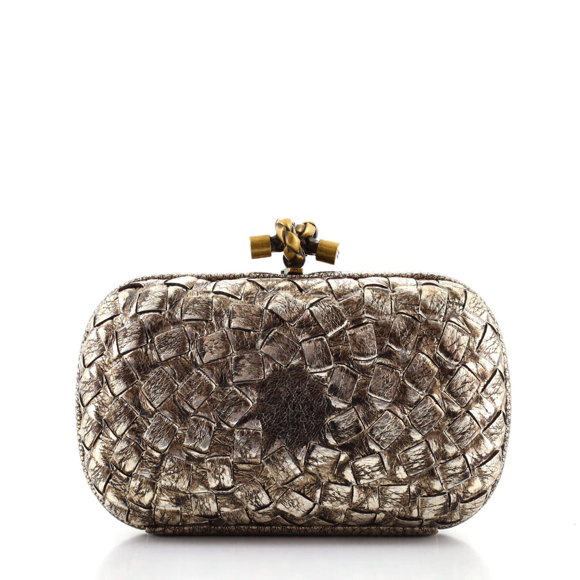 Box Knot Clutch Metallic Intrecciato Nappa