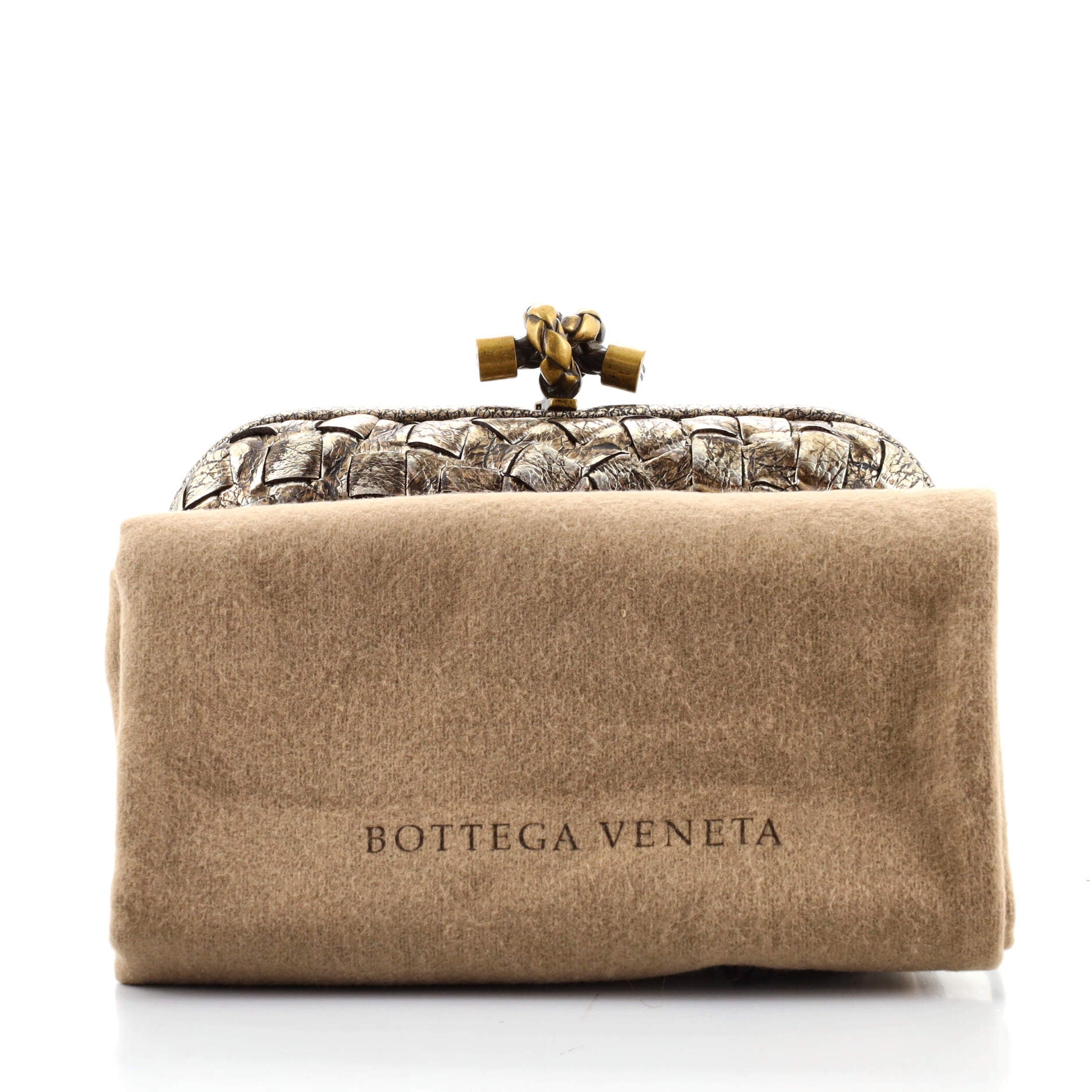 Box Knot Clutch Metallic Intrecciato Nappa