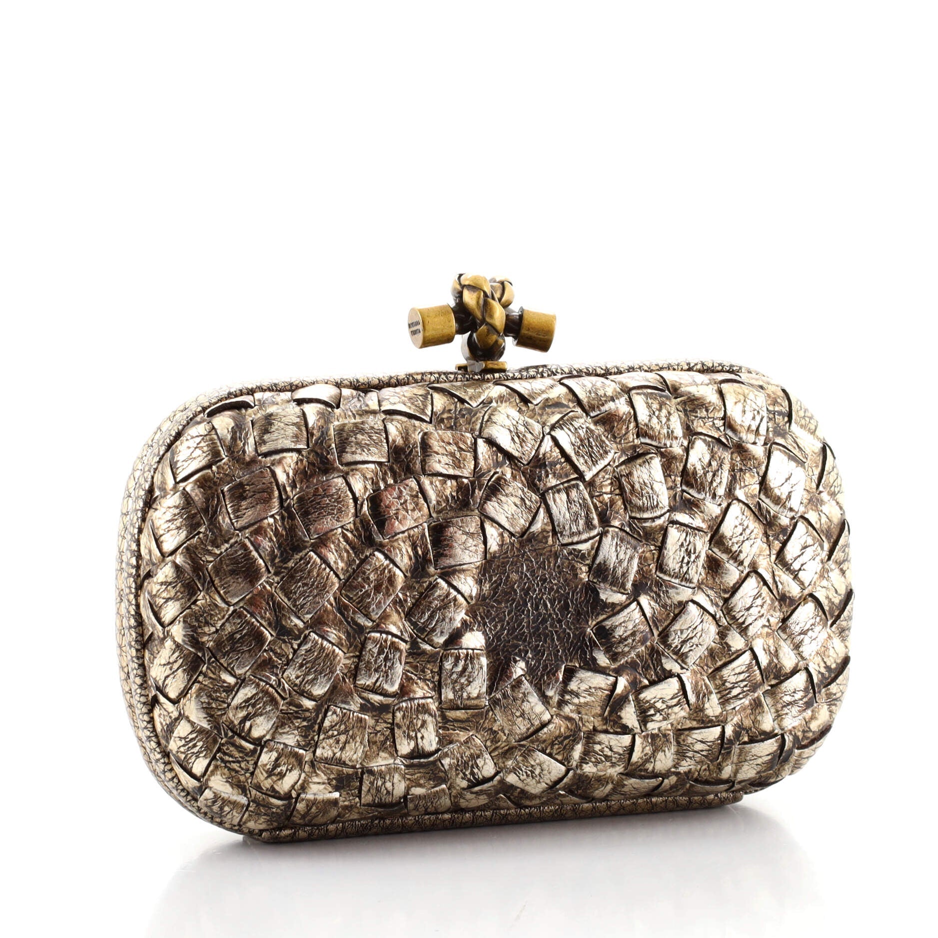 Box Knot Clutch Metallic Intrecciato Nappa
