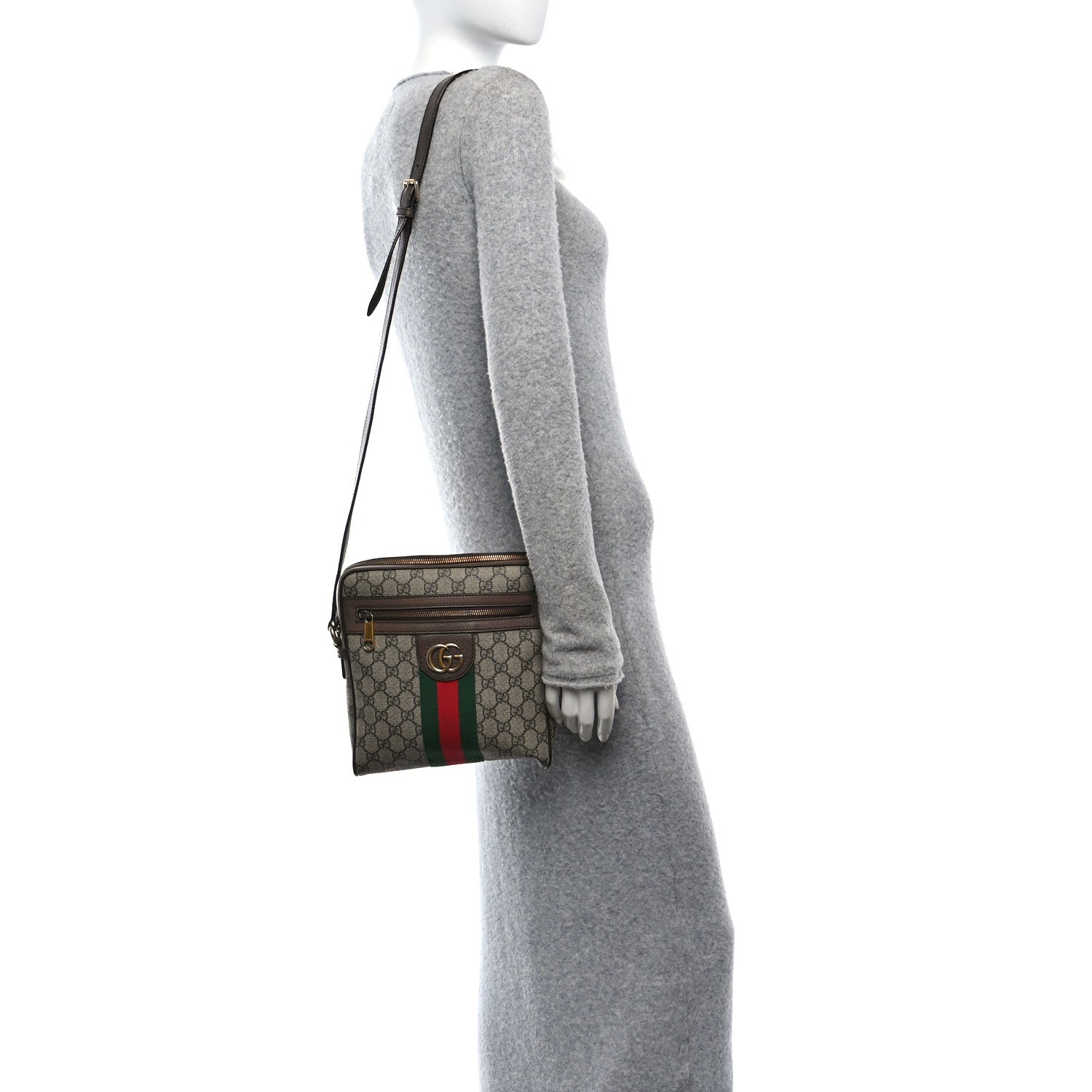 GG Supreme Monogram Web Small Ophidia Messenger Bag Brown