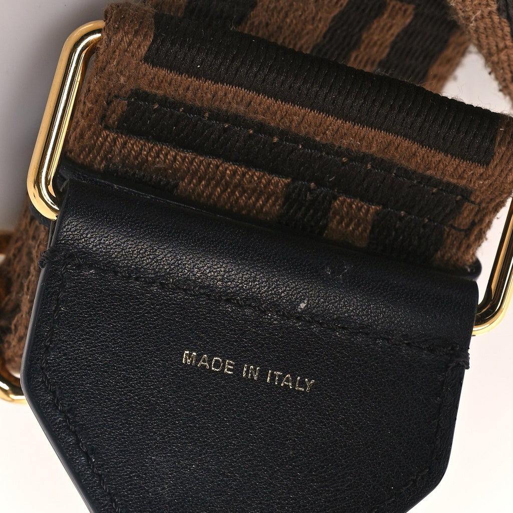 Jacquard Ribbon Vitello King FF Adjustable Strap You Fango Marrone Black
