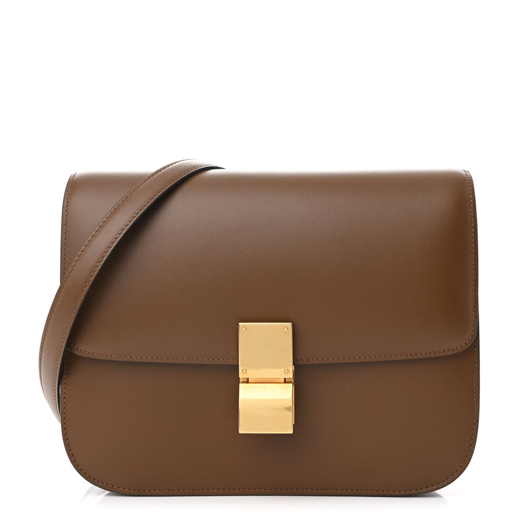 Liege Calfskin Medium Classic Box Flap Bag Camel