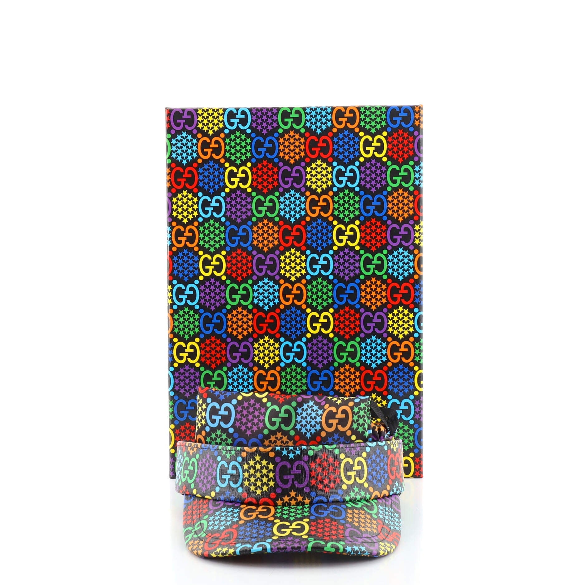 Sun Visor Psychedelic Print GG Coated Canvas XXL
