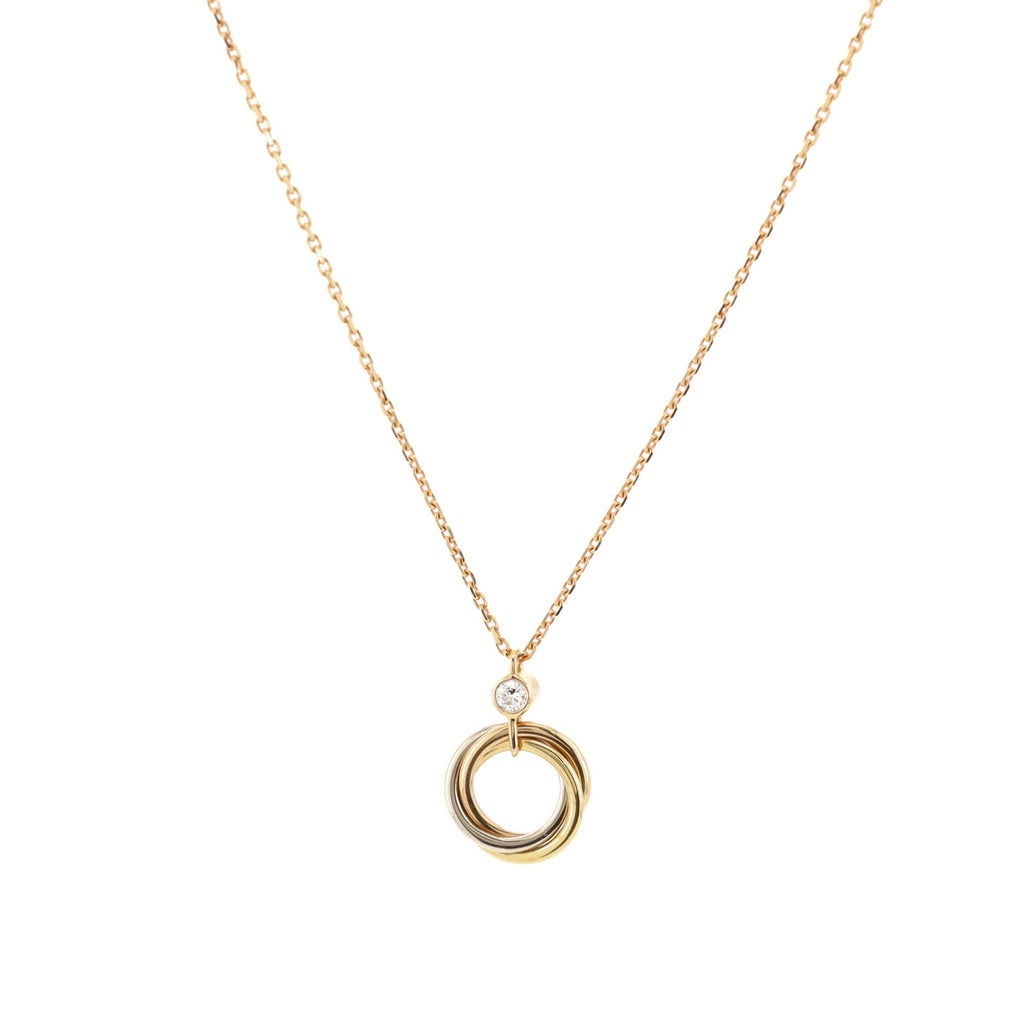 Trinity Pendant Necklace 18K Tricolor Gold with Diamond