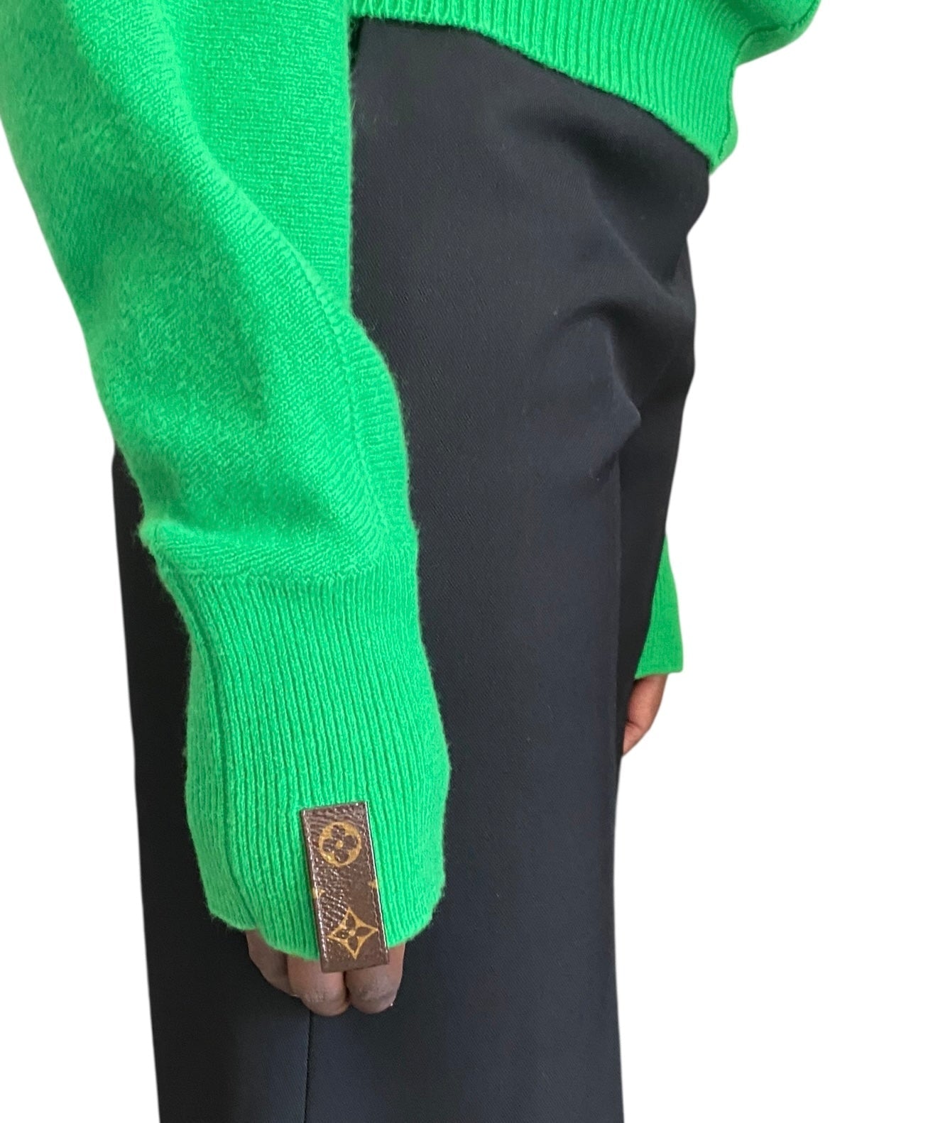 Louis Vuitton Green 1/4 Knit Wool Blend Sweater - M