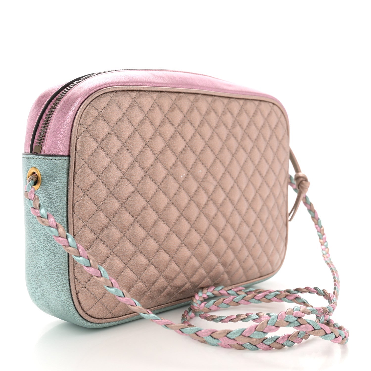 Laminated Nappa Trapuntata Small Zumi Shoulder Bag Rosa Lago Rame