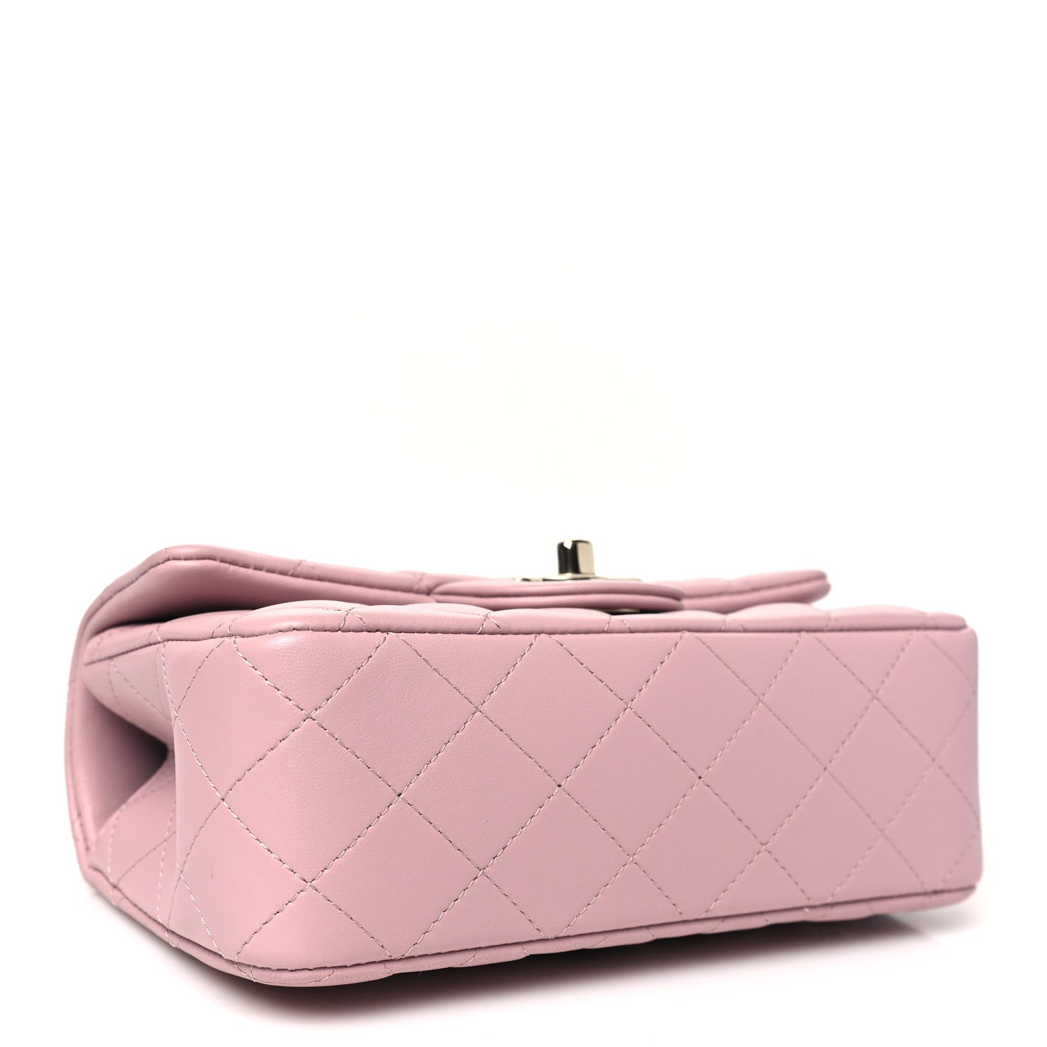 Lambskin Quilted Mini Top Handle Rectangular Flap Light Pink