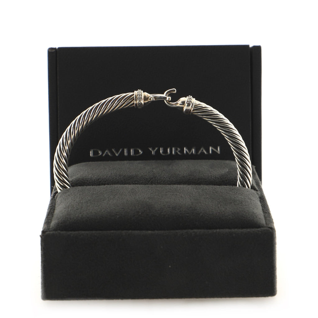 Cable Buckle Bracelet Sterling Silver with Diamonds 5mm