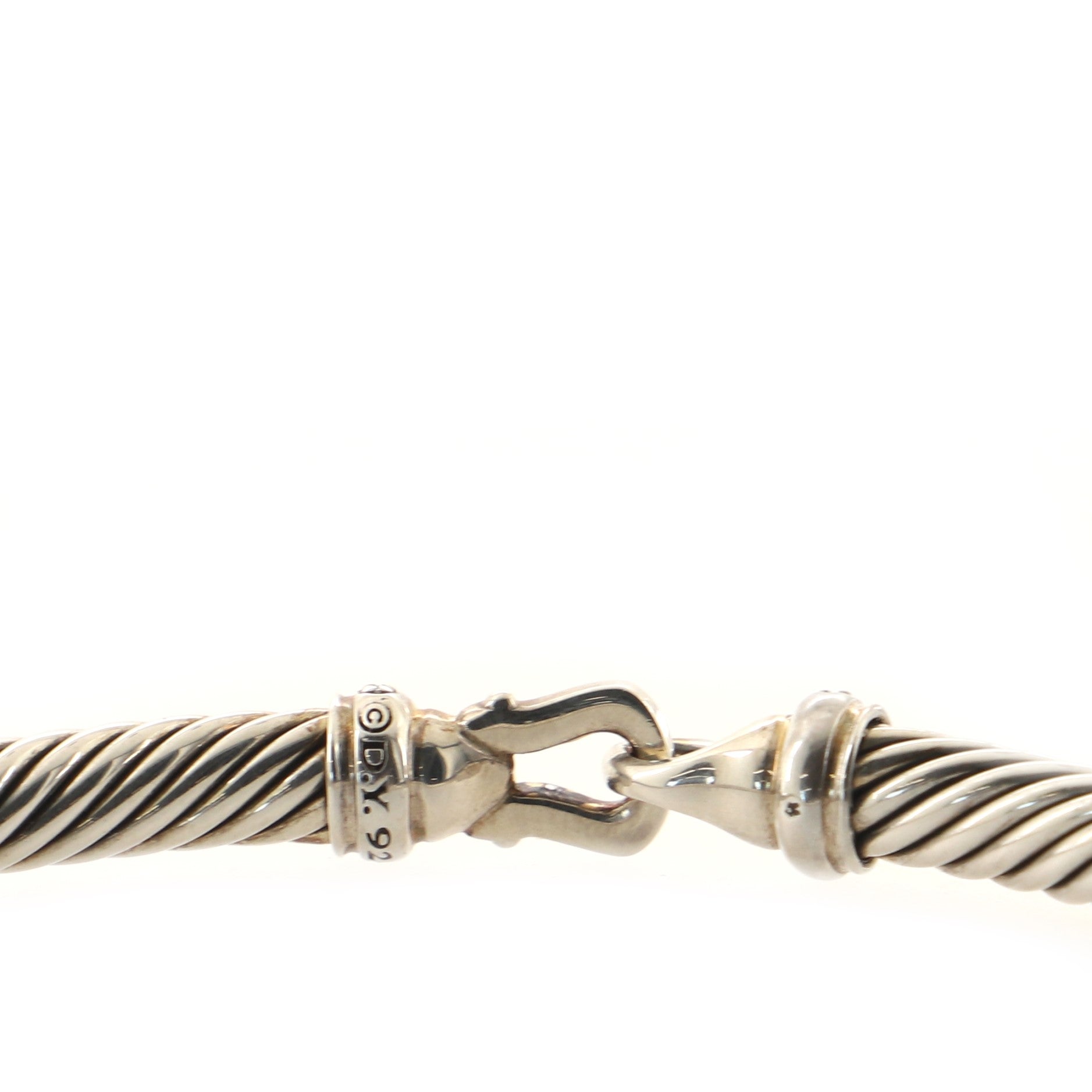 Cable Buckle Bracelet Sterling Silver with Diamonds 5mm