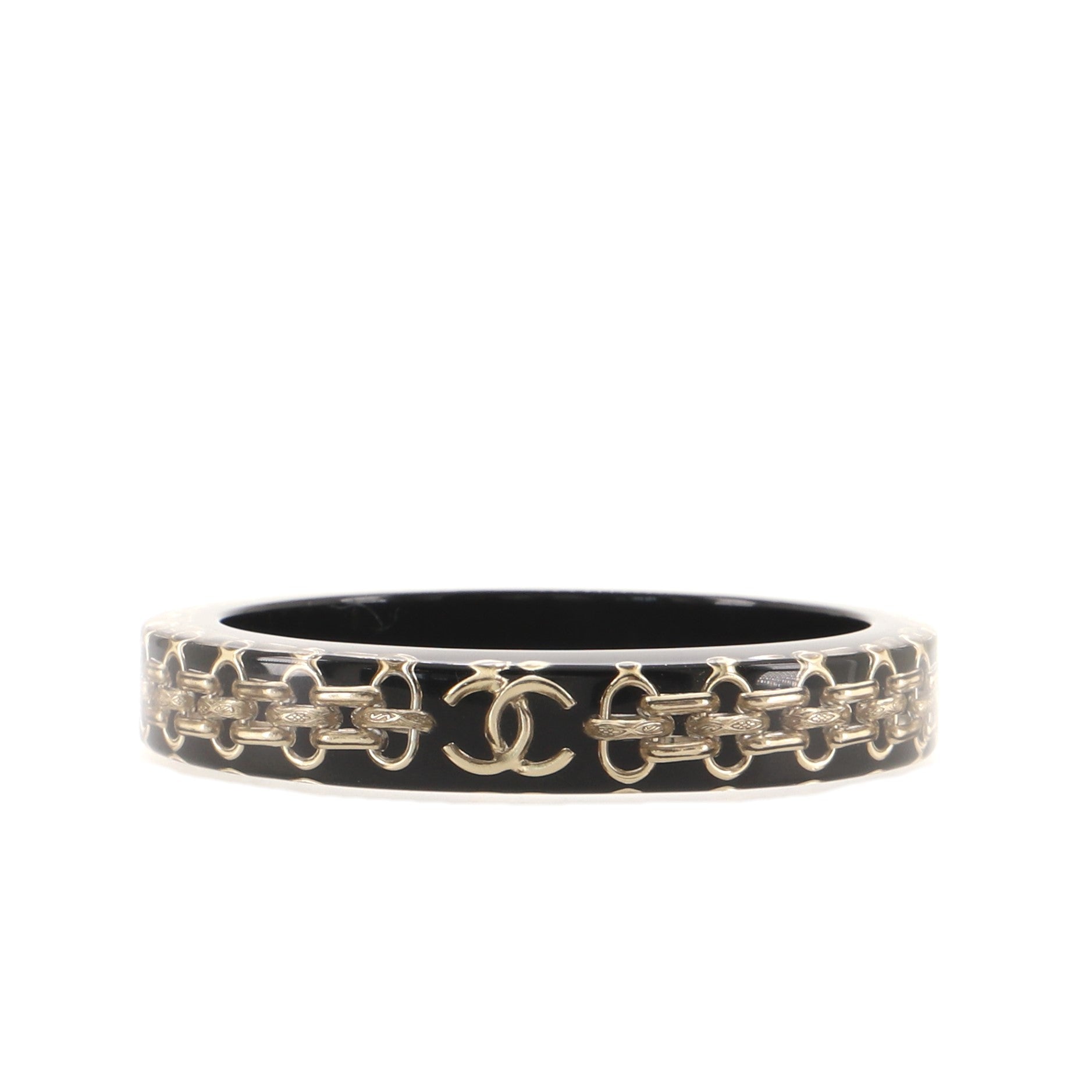 CC Bangle Bracelet Resin with Chain Detail Narrow