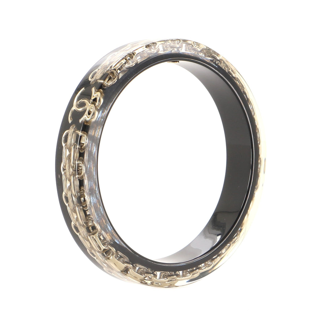 CC Bangle Bracelet Resin with Chain Detail Narrow