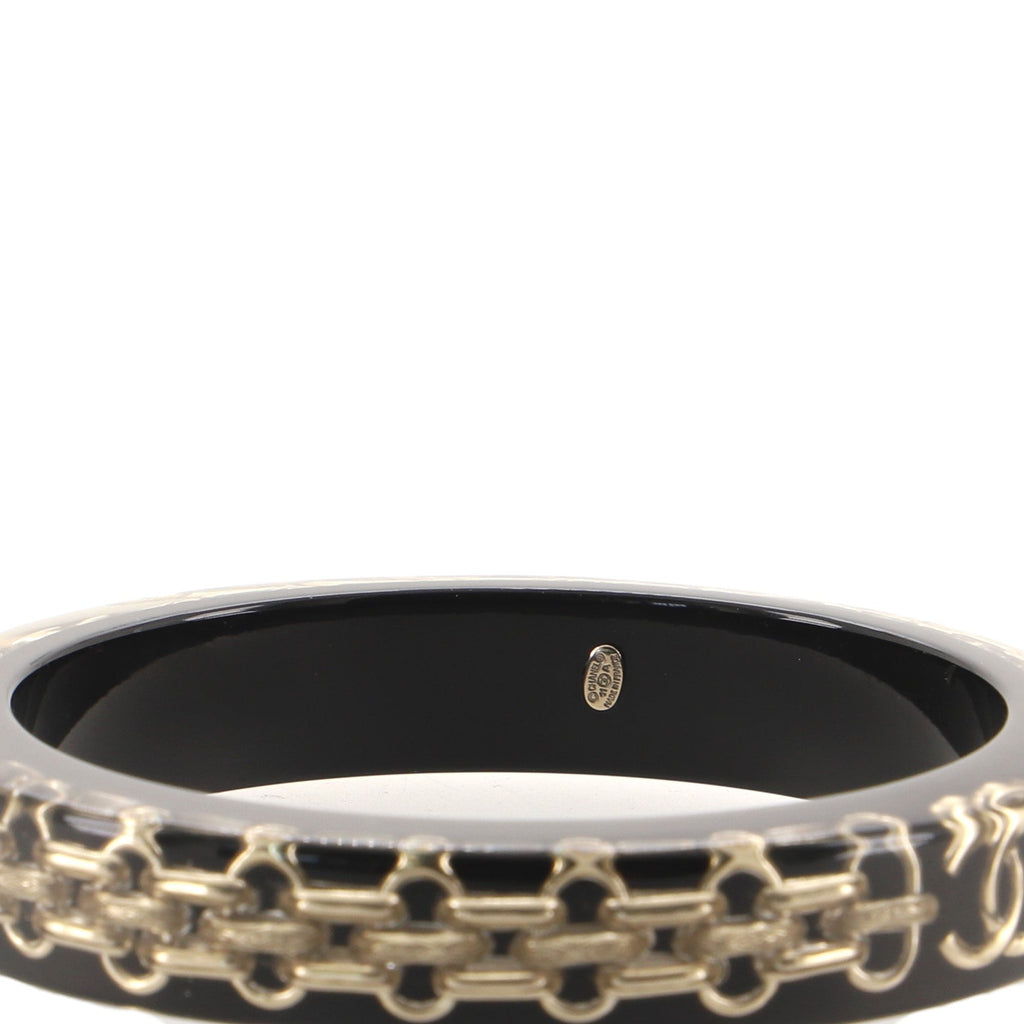 CC Bangle Bracelet Resin with Chain Detail Narrow