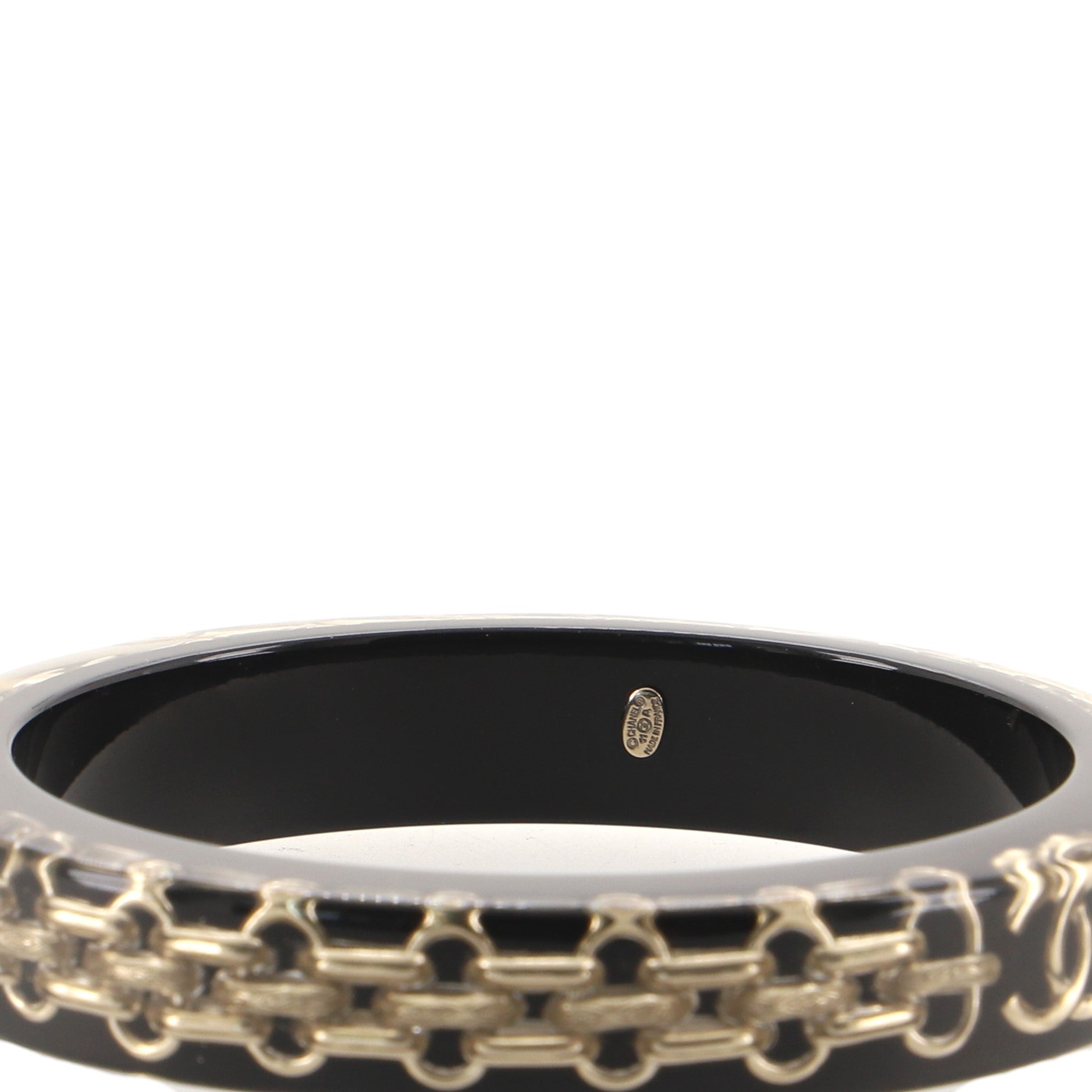 CC Bangle Bracelet Resin with Chain Detail Narrow