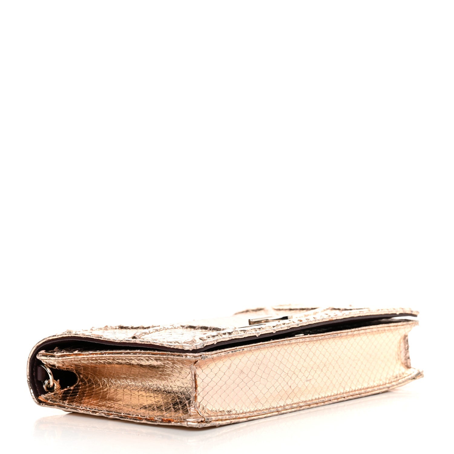 Snakeskin Diorama Wallet on Chain Pouch Rose Gold