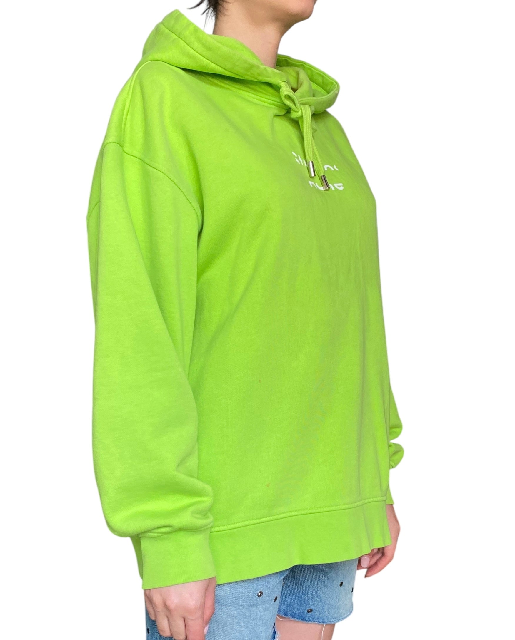 Acne Studios Lime Green Oversized Logo Hoodie - XS