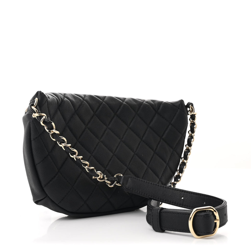 Caviar Quilted Business Affinity Waist Belt Bag Black