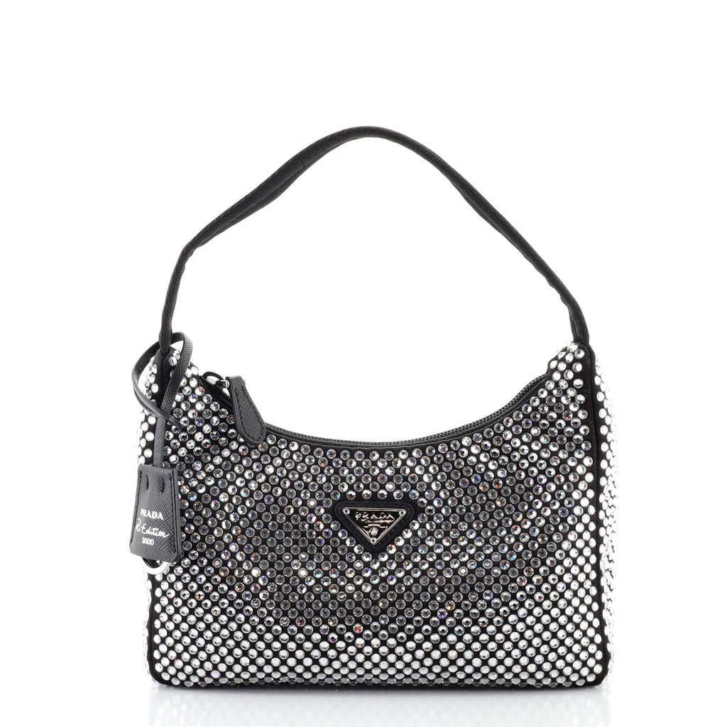 Re-Edition 2000 Hobo Crystal Embellished Satin Mini