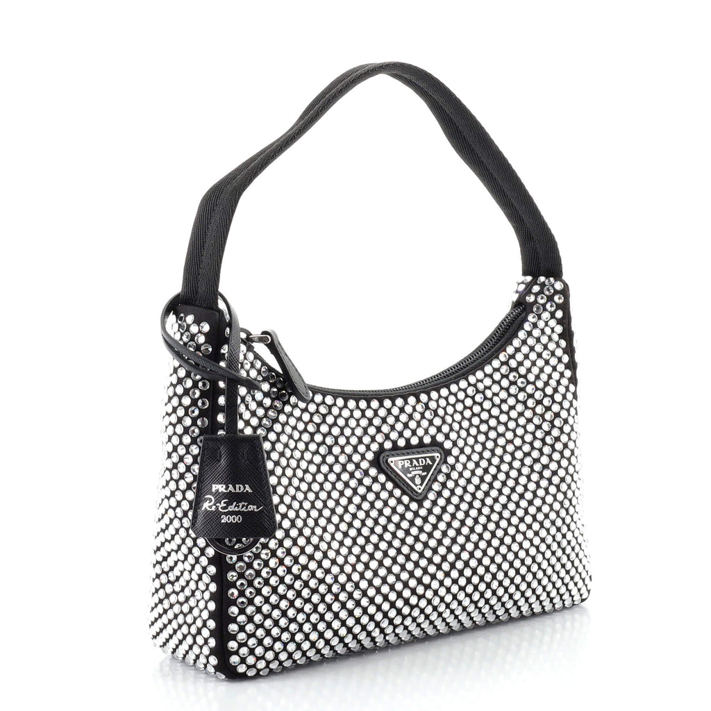 Re-Edition 2000 Hobo Crystal Embellished Satin Mini