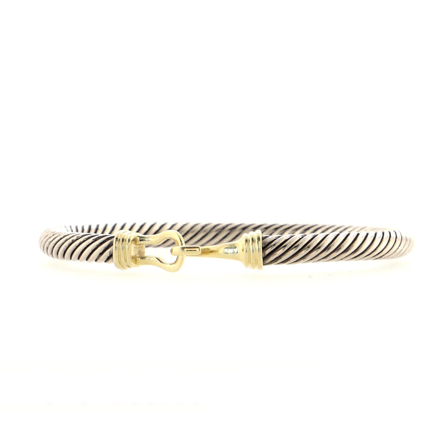 Cable Buckle Bracelet Sterling Silver with 14K Yellow Gold 5mm