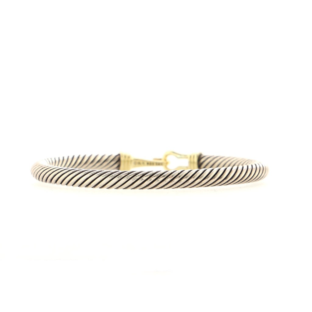 Cable Buckle Bracelet Sterling Silver with 14K Yellow Gold 5mm