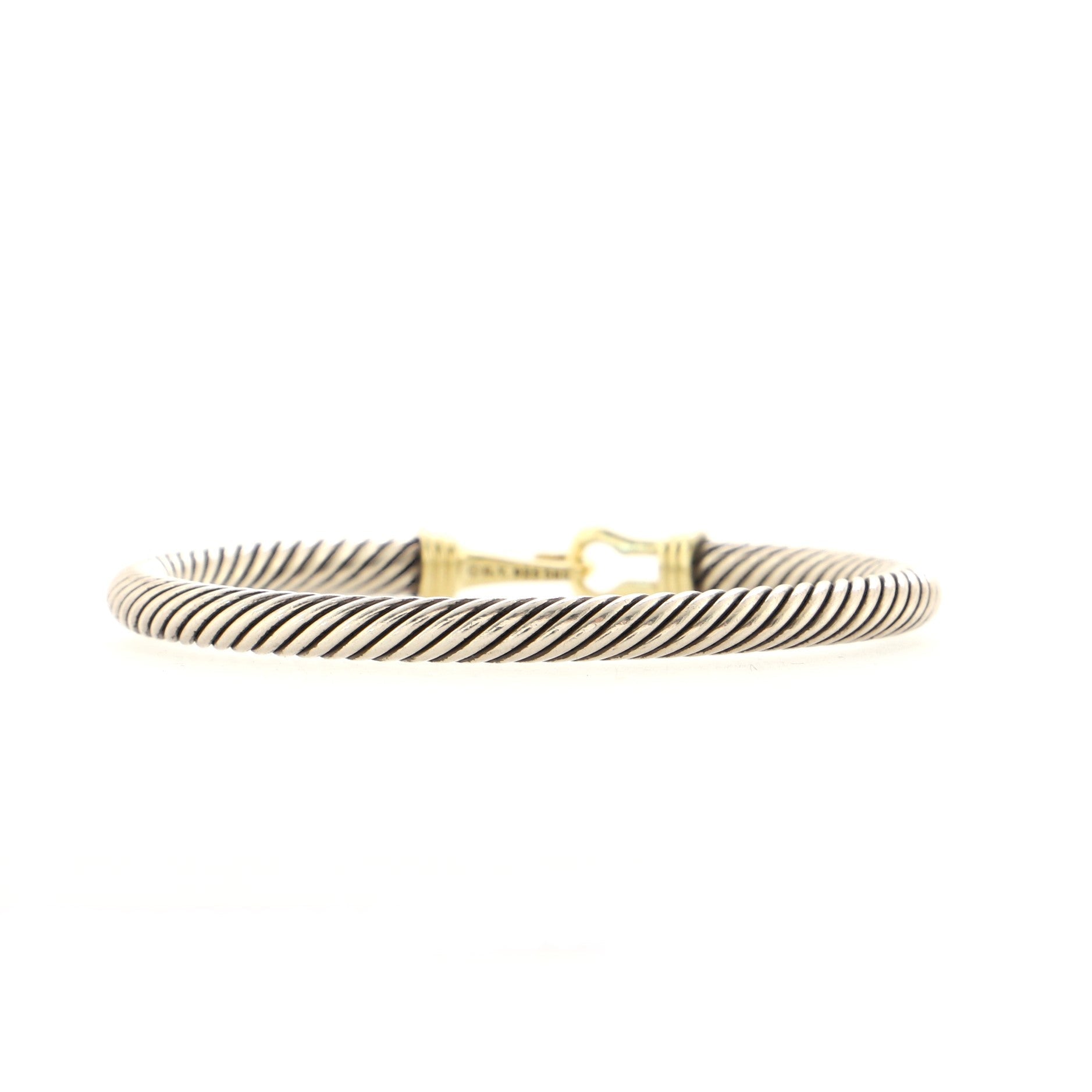 Cable Buckle Bracelet Sterling Silver with 14K Yellow Gold 5mm