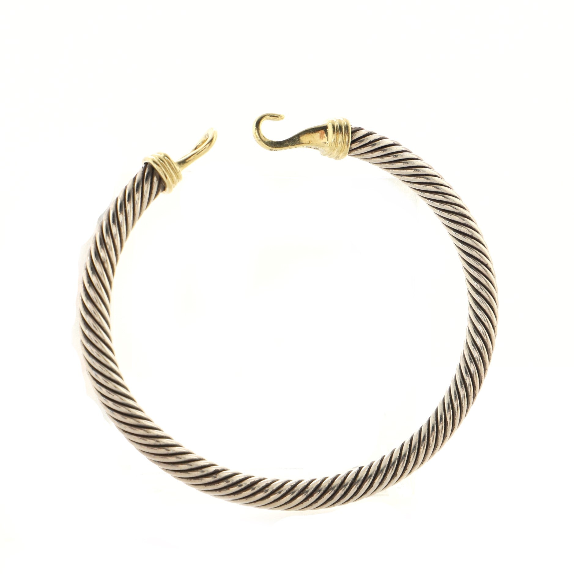 Cable Buckle Bracelet Sterling Silver with 14K Yellow Gold 5mm