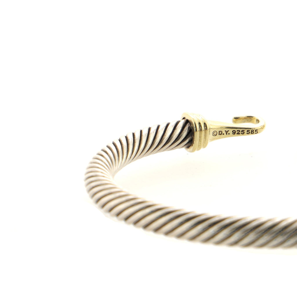 Cable Buckle Bracelet Sterling Silver with 14K Yellow Gold 5mm