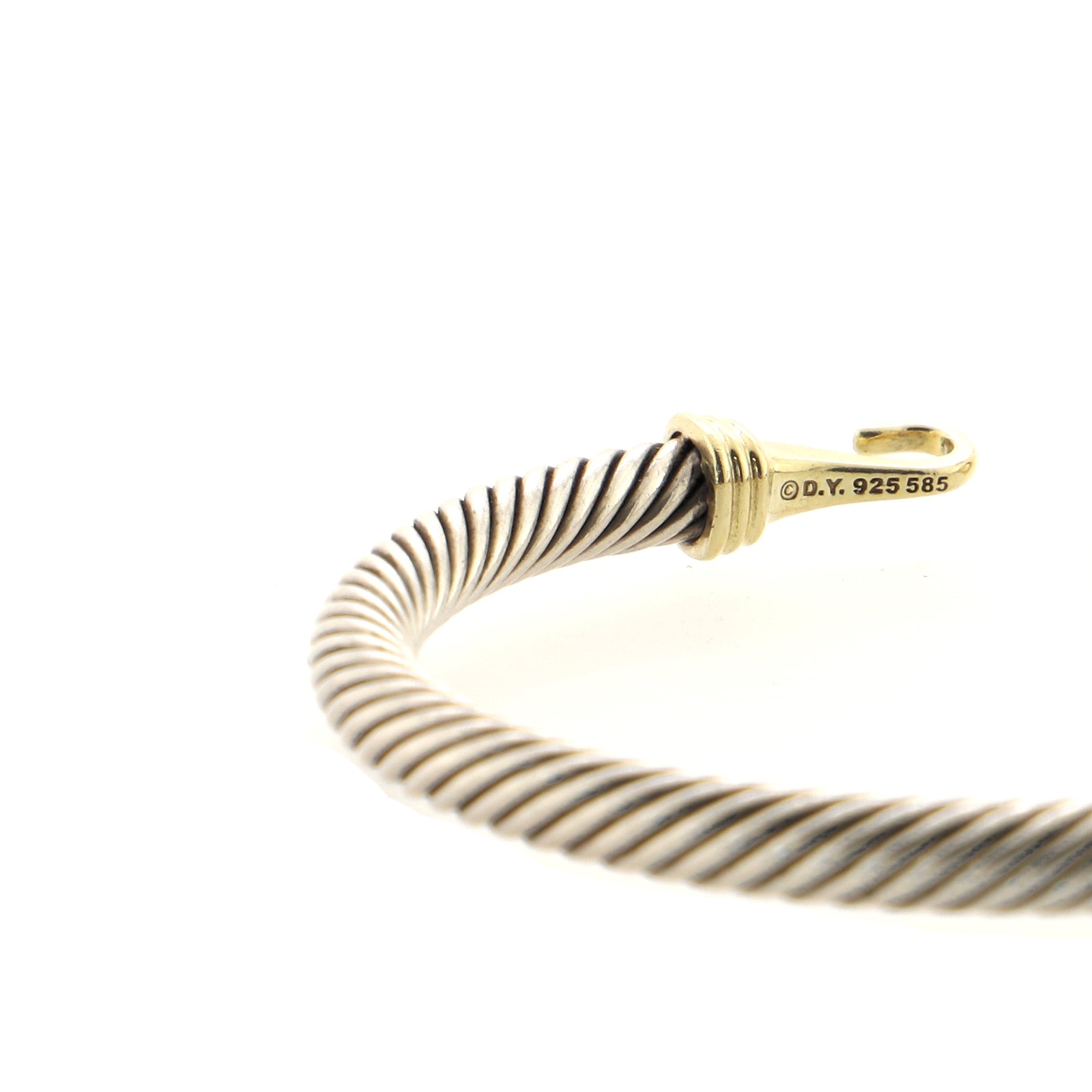 Cable Buckle Bracelet Sterling Silver with 14K Yellow Gold 5mm