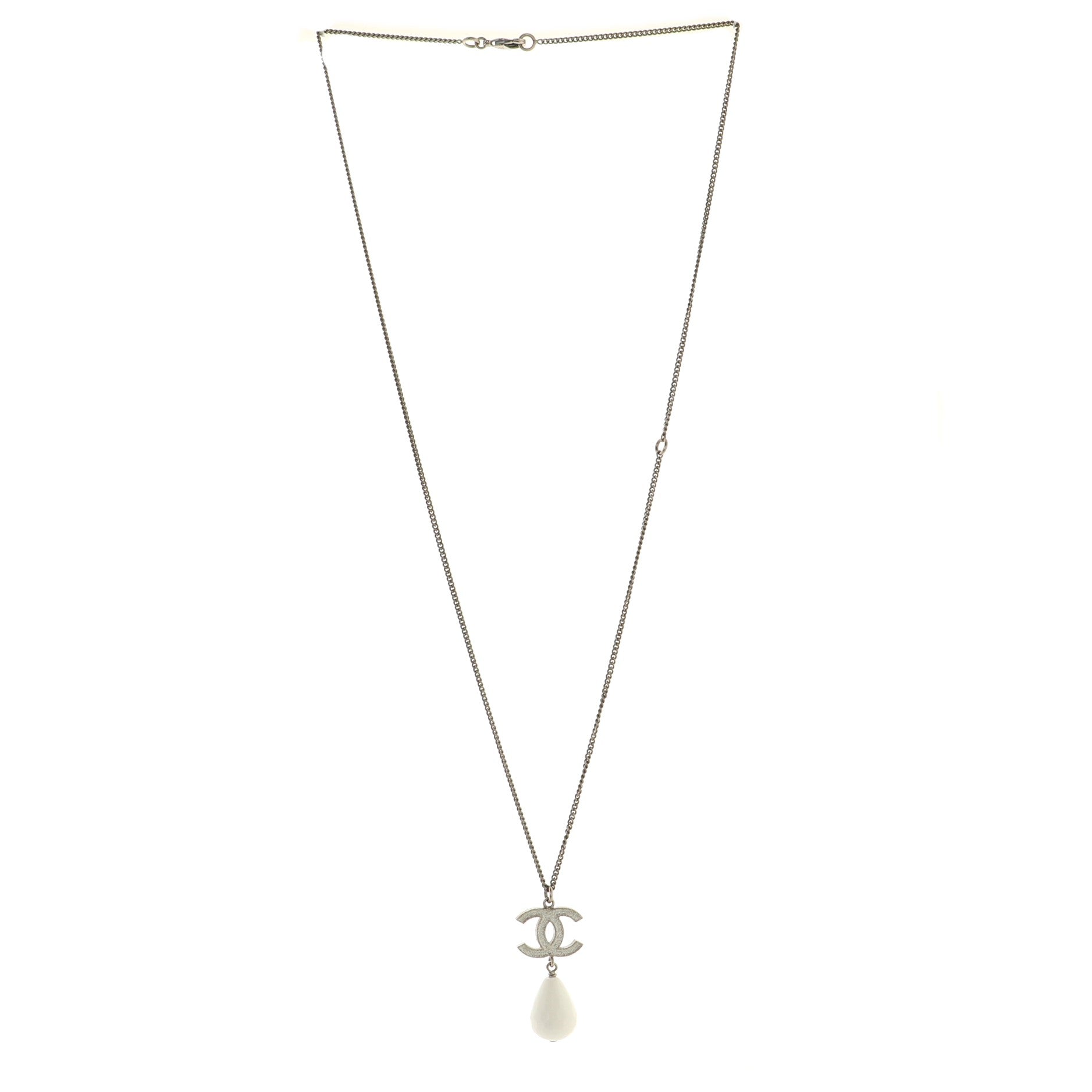 CC Drop Pendant Necklace Metal with Glittered Enamel and Bead