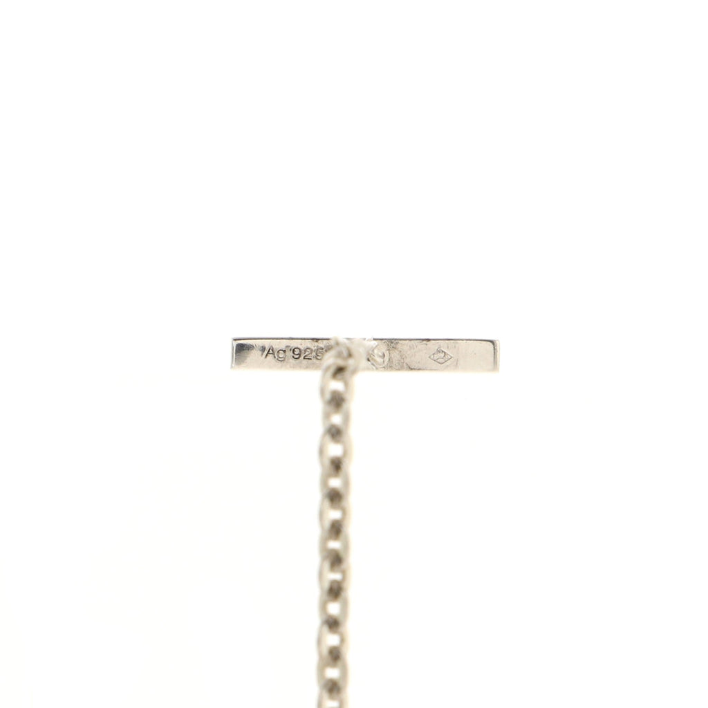 V Logo Square Pendant Necklace Sterling Silver with Enamel