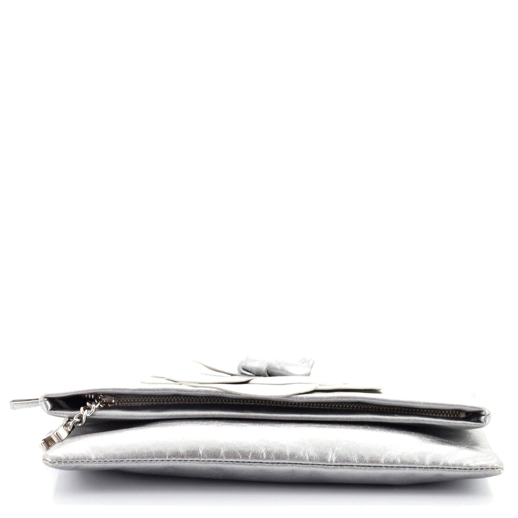 Camellia Fold Over Clutch Leather