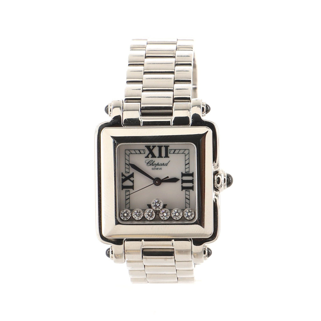Happy Sport Square Quartz Watch Stainless Steel with Floating Diamonds 27