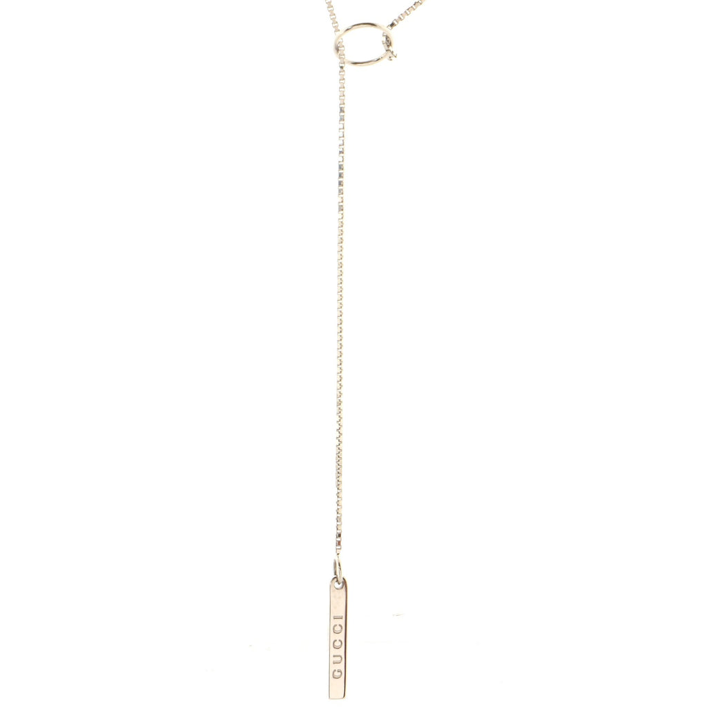 Logo Lariat Necklace 18K White Gold