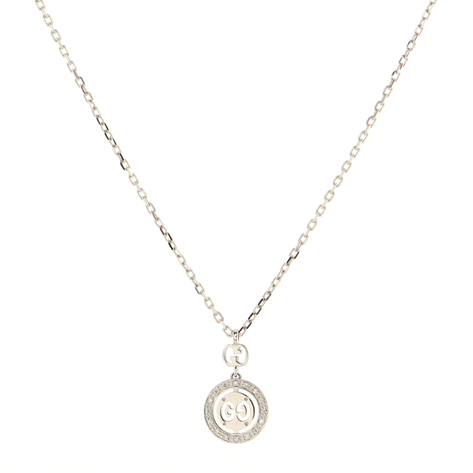 Icon Twirl Necklace 18K White Gold with Diamonds