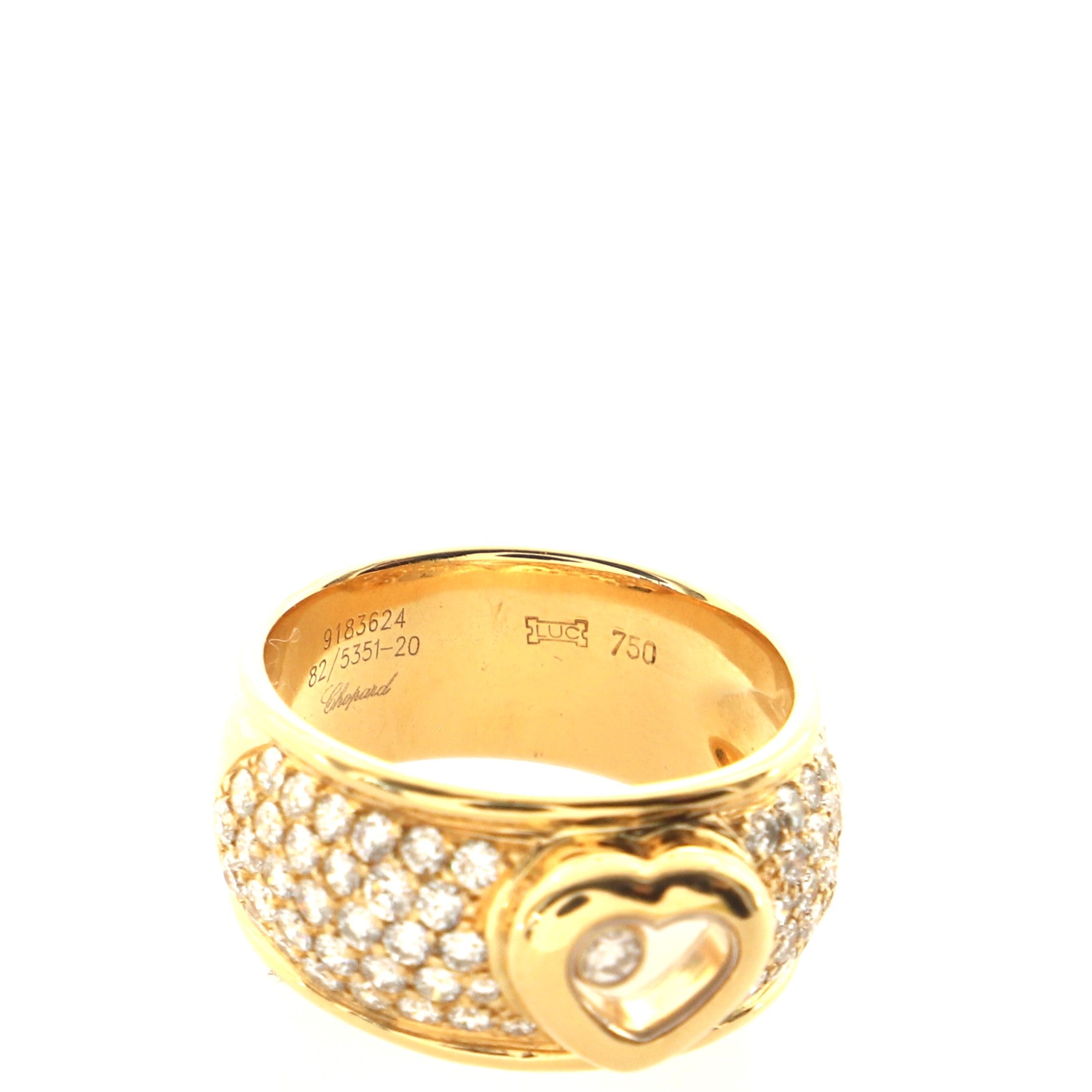 Happy Diamonds 1 Diamond Heart Ring 18K Yellow Gold with Diamonds and Floating Diamond