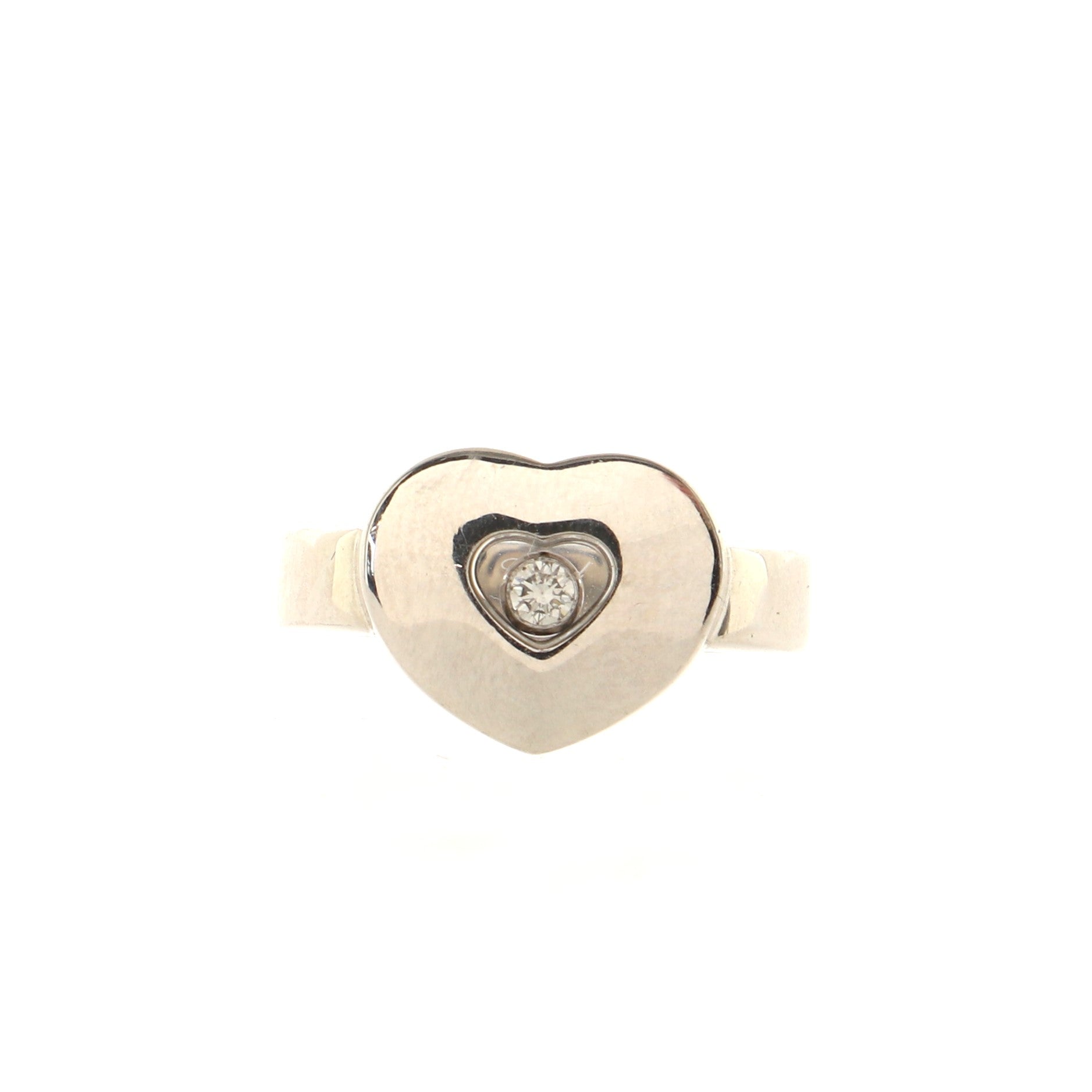 Happy Diamonds 1 Diamond Heart Ring 18K White Gold with Floating Diamond