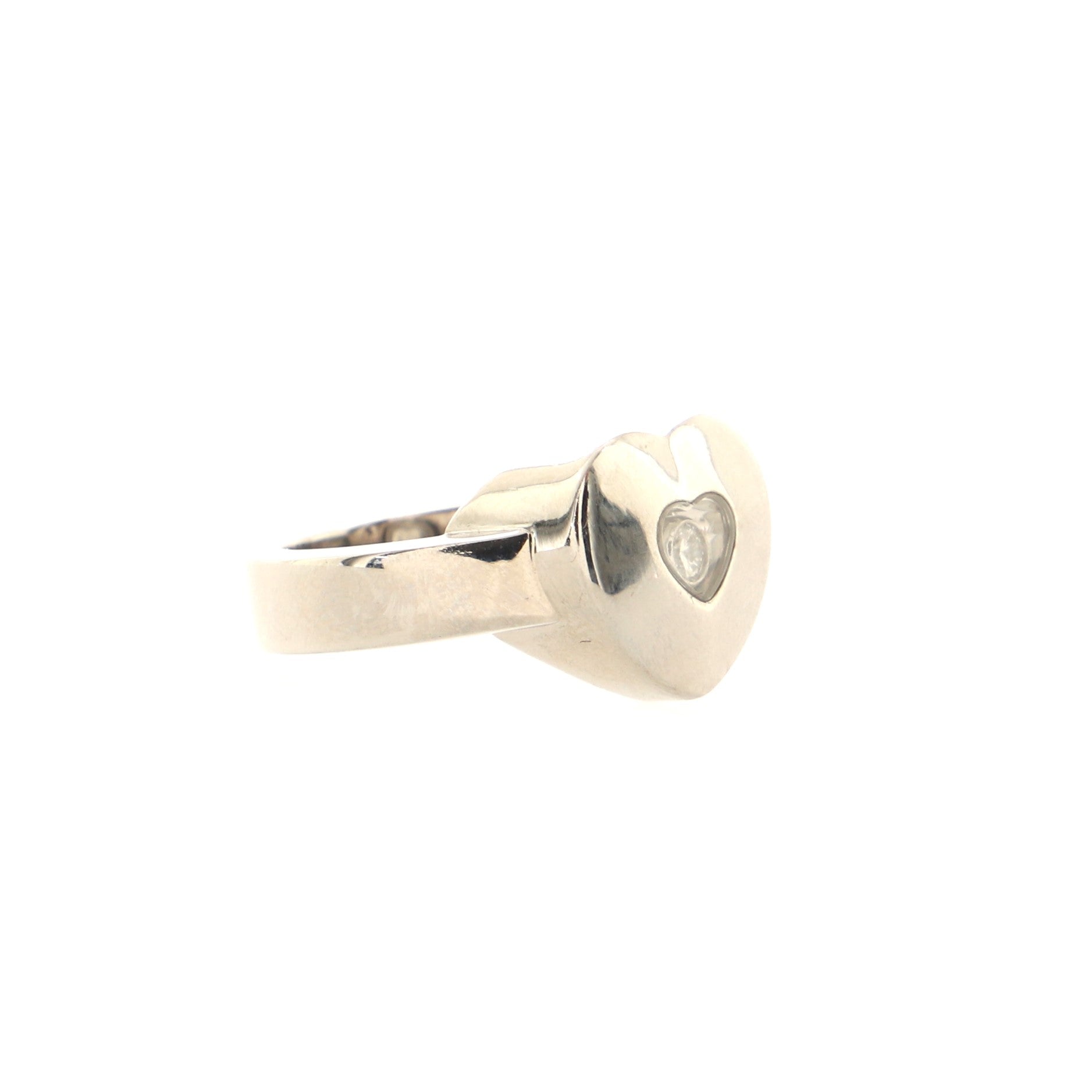 Happy Diamonds 1 Diamond Heart Ring 18K White Gold with Floating Diamond
