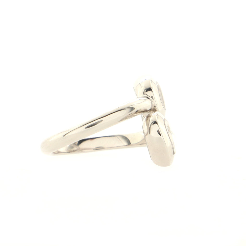 Happy Diamonds 2 Diamonds Double Heart Ring 18K White Gold with Floating Diamonds