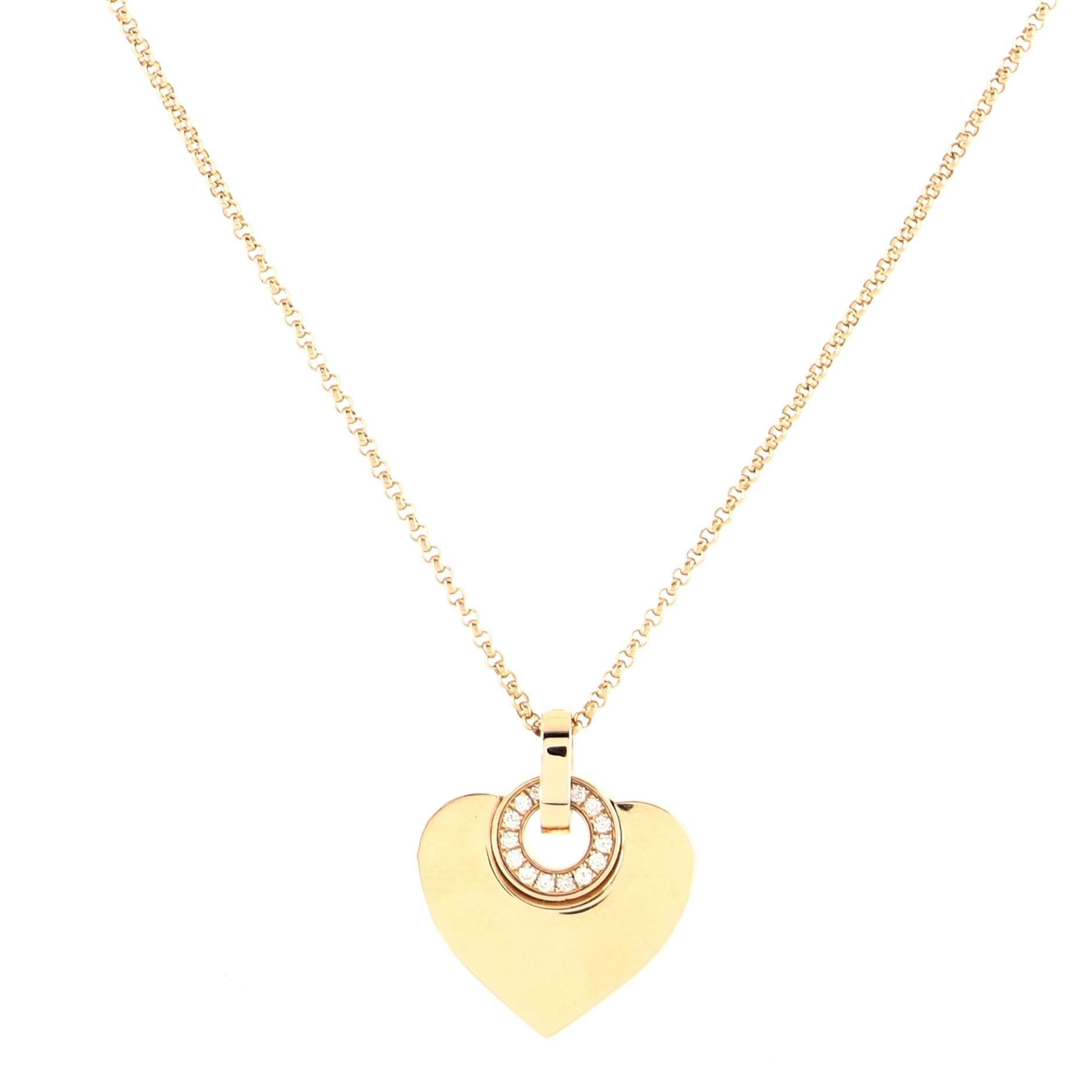 Cuore Heart Pendant Necklace 18K Rose Gold with Diamonds