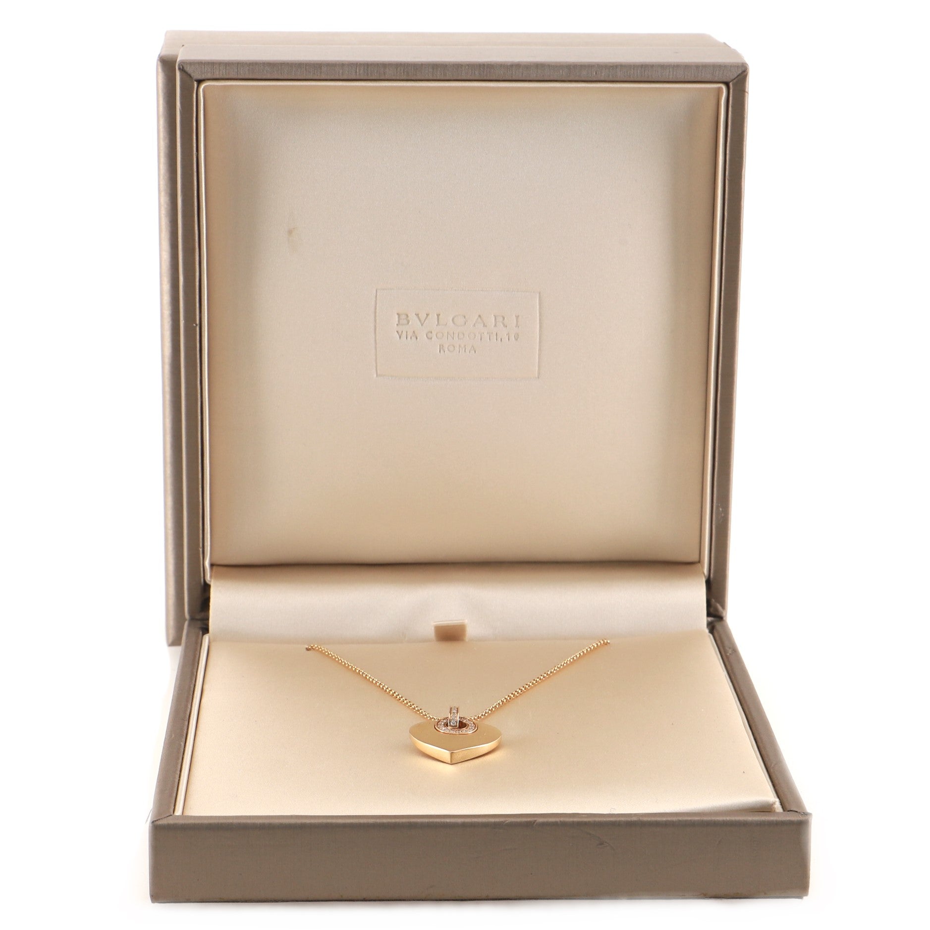 Cuore Heart Pendant Necklace 18K Rose Gold with Diamonds