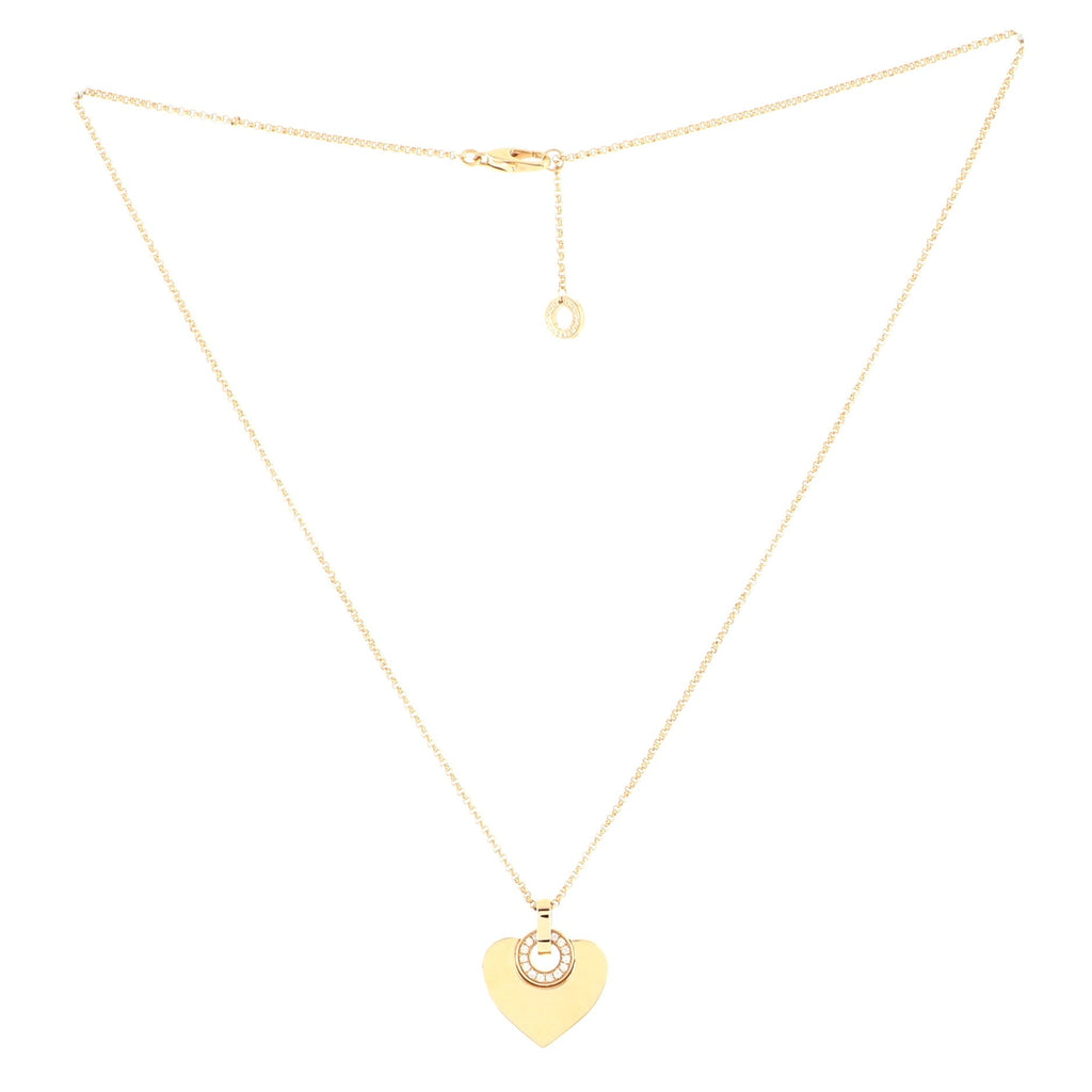 Cuore Heart Pendant Necklace 18K Rose Gold with Diamonds
