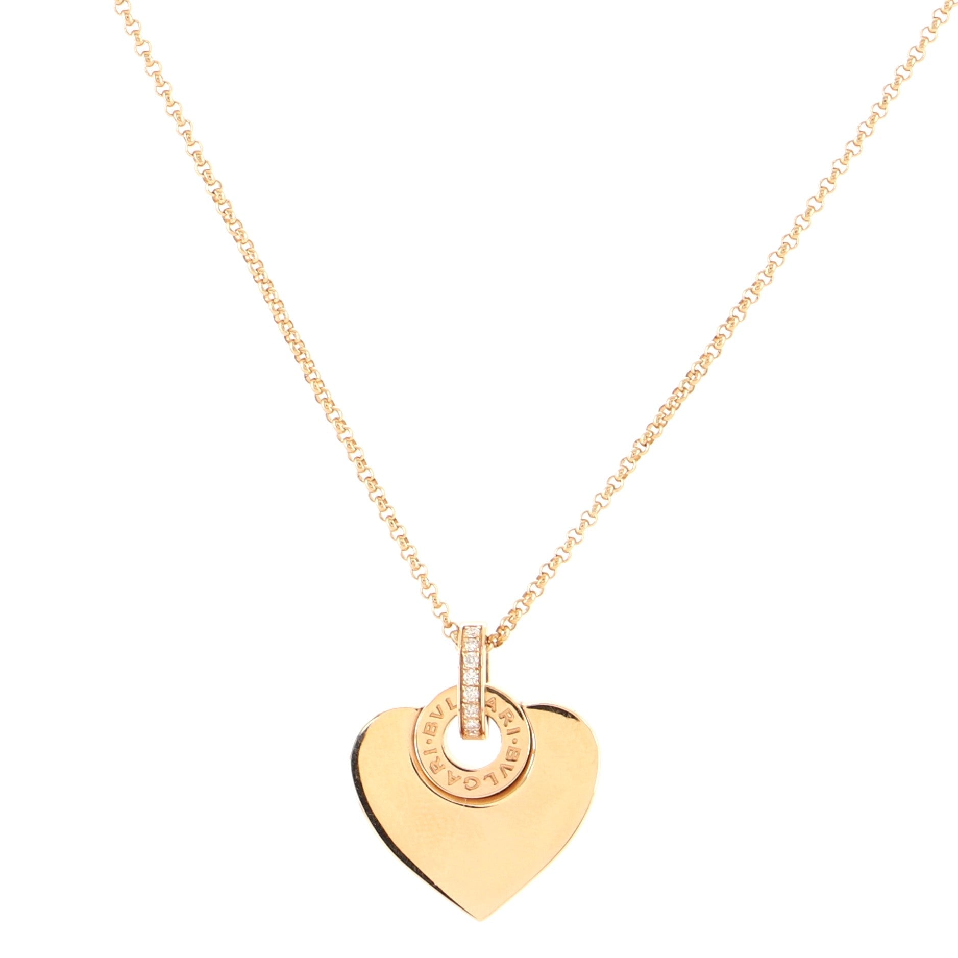 Cuore Heart Pendant Necklace 18K Rose Gold with Diamonds