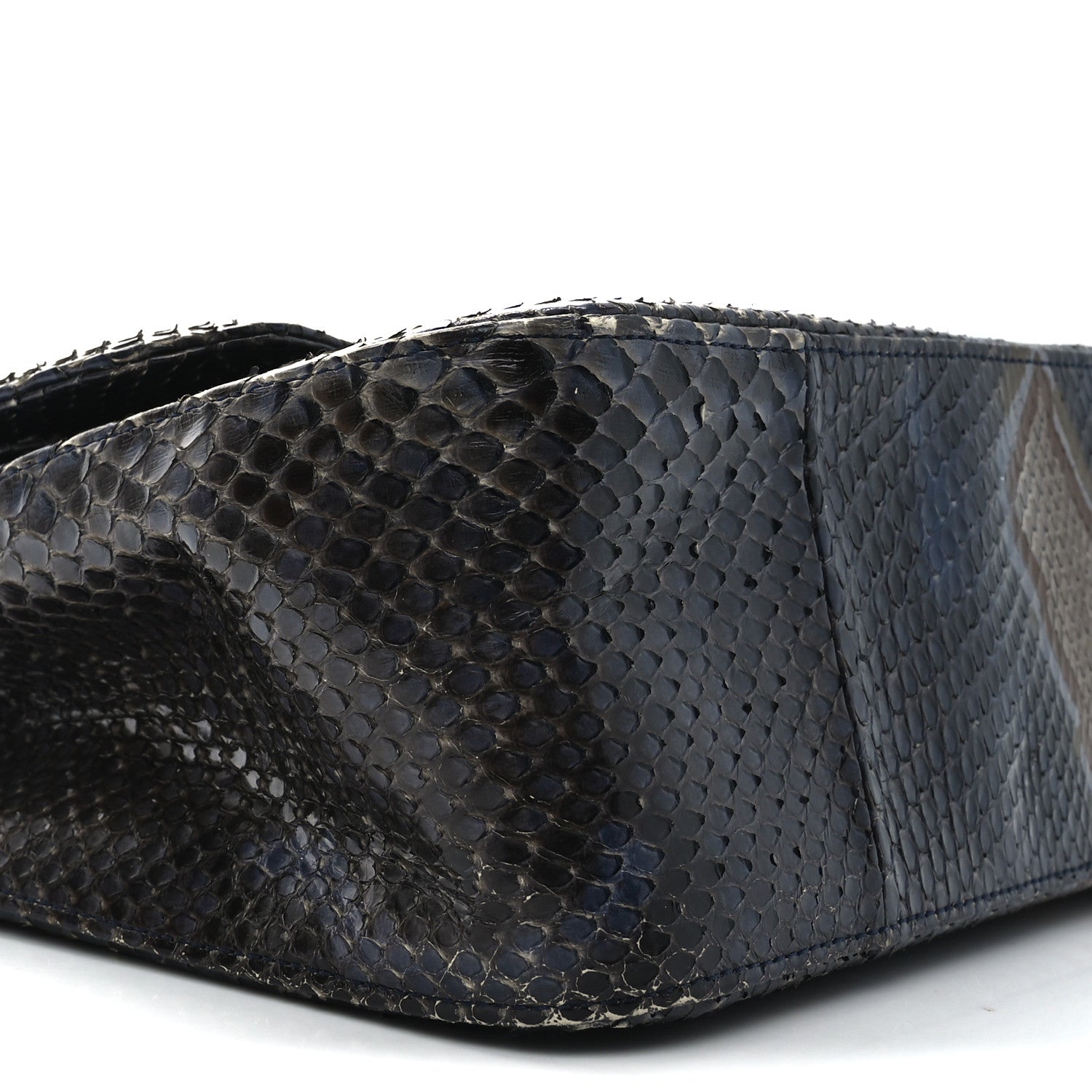 Metallic Snakeskin Jumbo Double Flap Blue