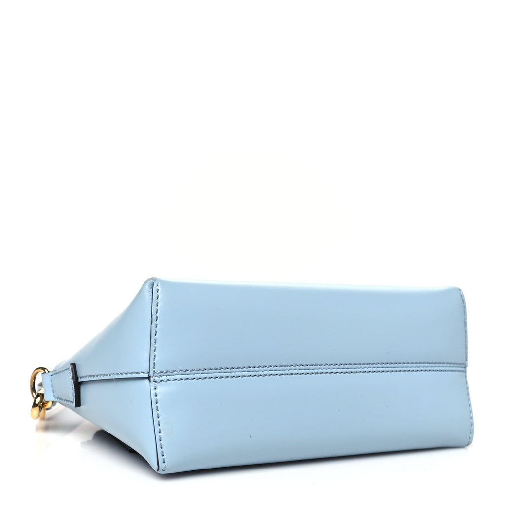 Vitello King Logo Embossed Mini By The Way Boston Bag Azzurro Baby