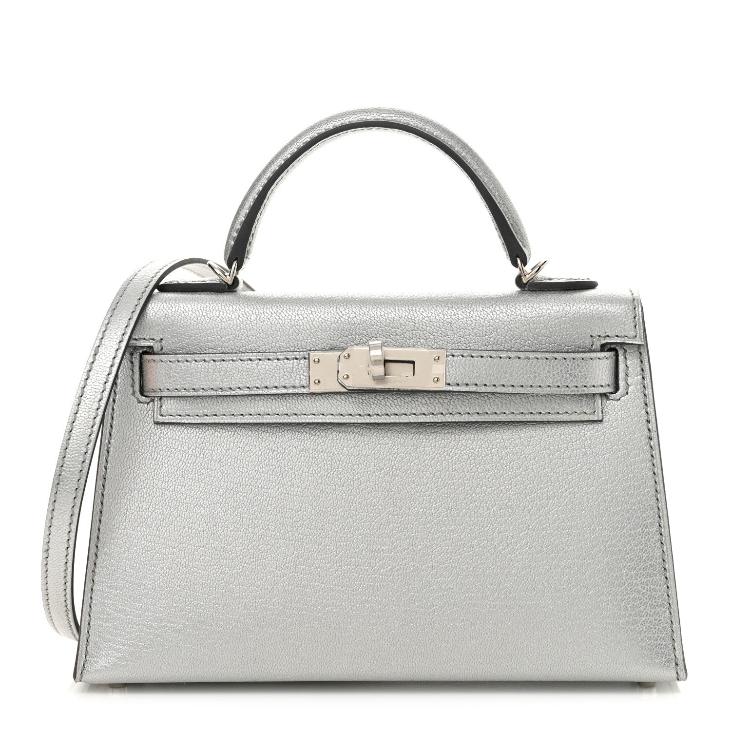 Metallic Chevre Chamkilight Mini Kelly Sellier 20 Argent