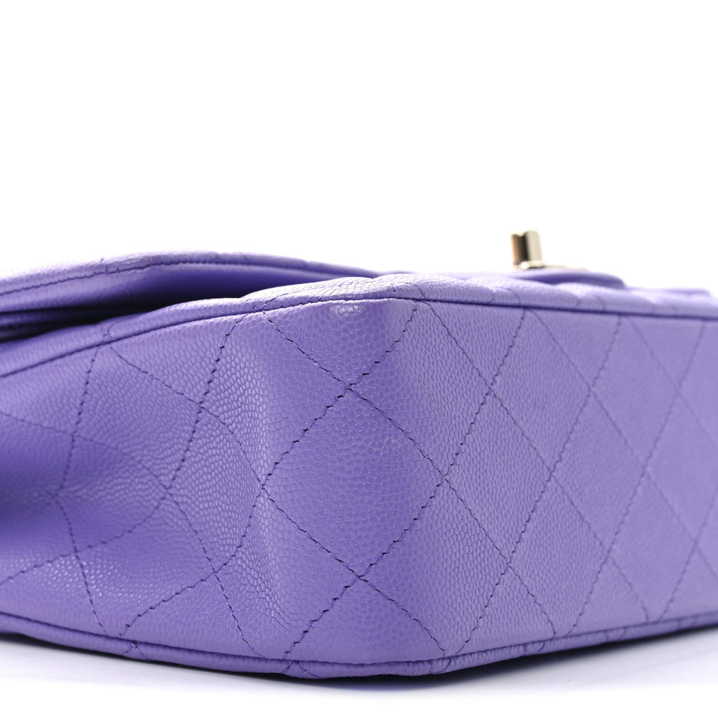 Caviar Quilted Medium Double Flap Purple