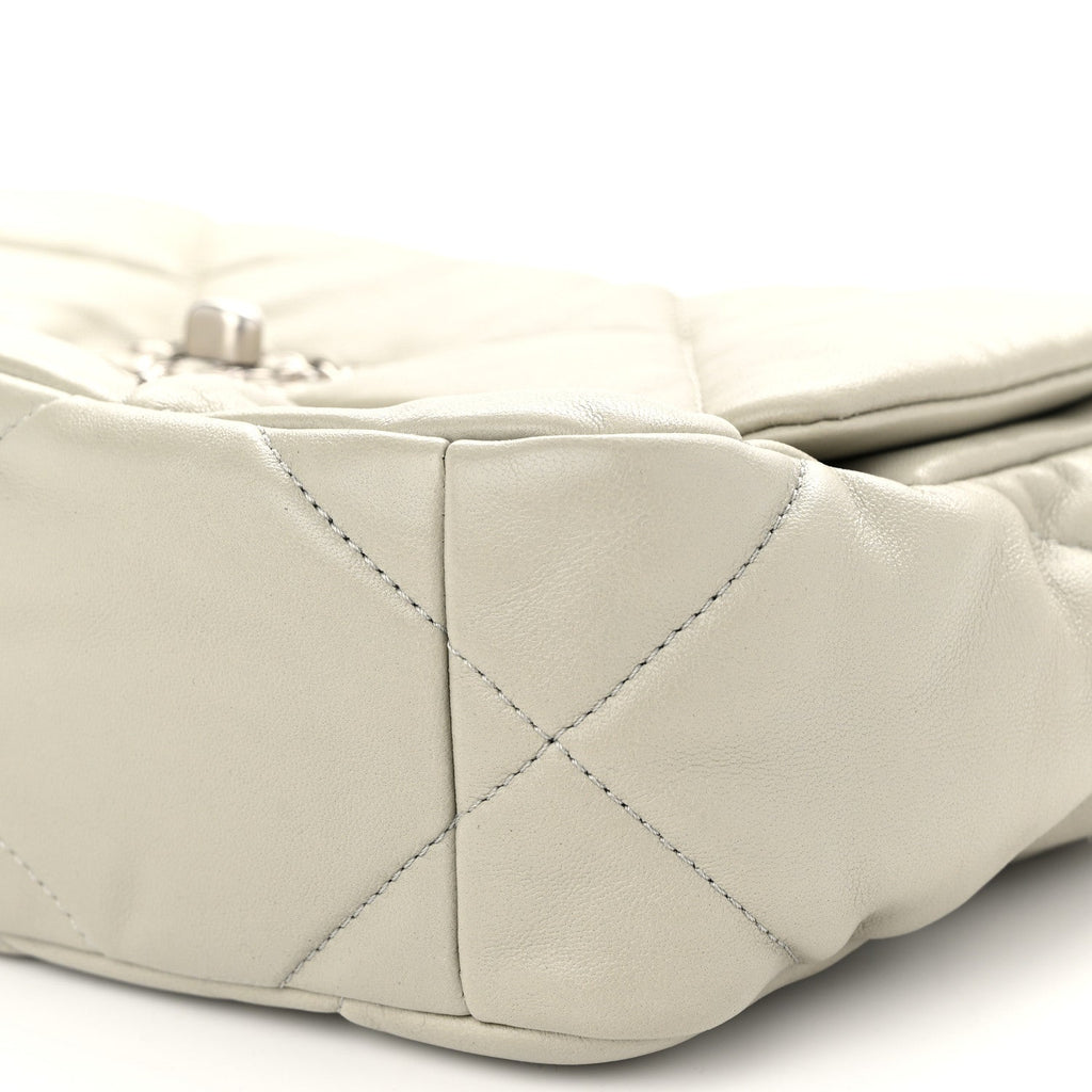 Lambskin Quilted Medium Chanel 19 Flap Light Grey