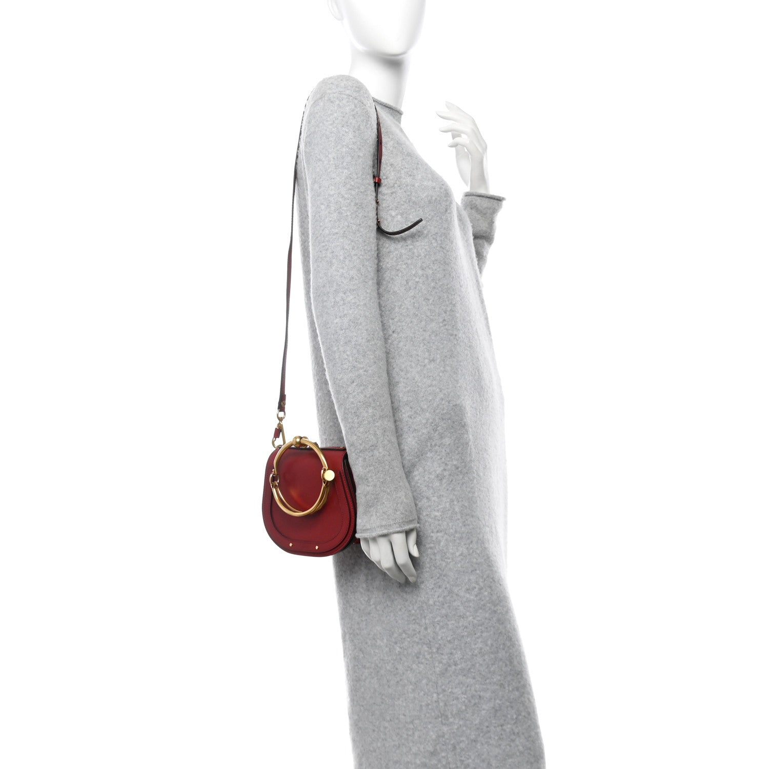 Calfskin Suede Small Nile Bracelet Bag Intense Red