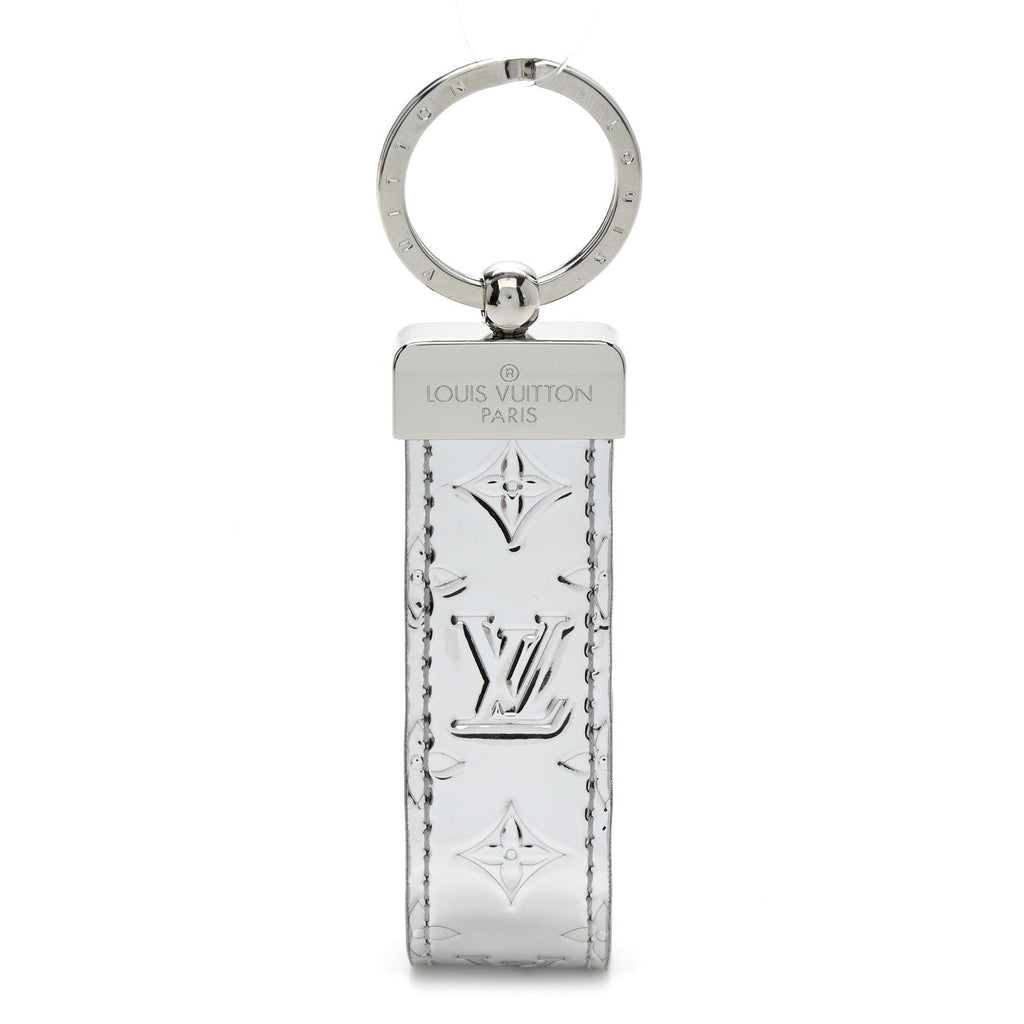 Monogram Mirror Dragonne Bag Charm Key Holder Silver